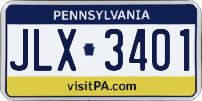 PA license plate JLX3401
