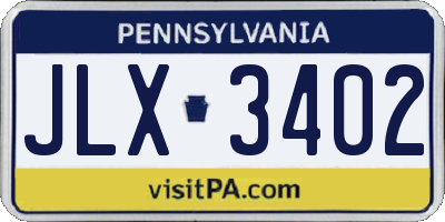PA license plate JLX3402