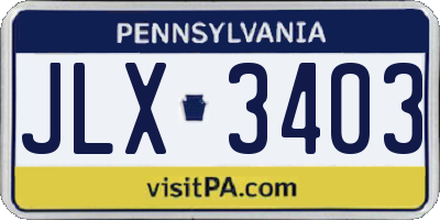 PA license plate JLX3403