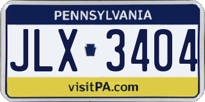 PA license plate JLX3404