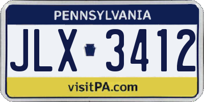 PA license plate JLX3412