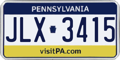 PA license plate JLX3415