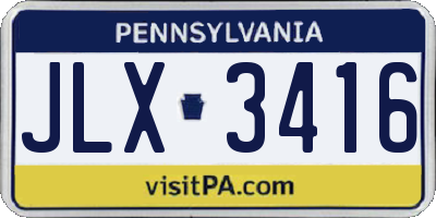 PA license plate JLX3416