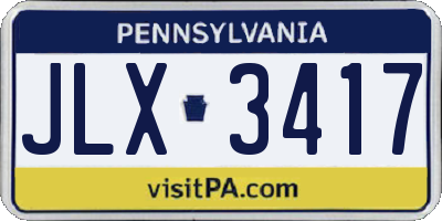 PA license plate JLX3417