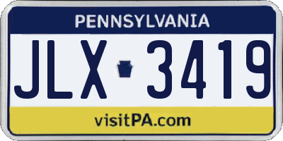 PA license plate JLX3419