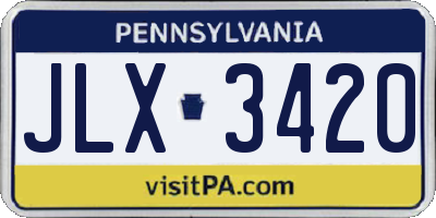 PA license plate JLX3420