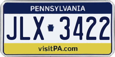 PA license plate JLX3422