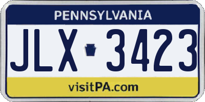 PA license plate JLX3423