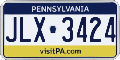 PA license plate JLX3424