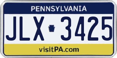 PA license plate JLX3425