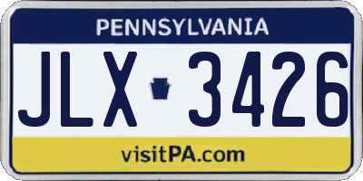 PA license plate JLX3426
