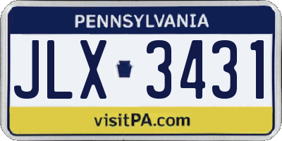 PA license plate JLX3431
