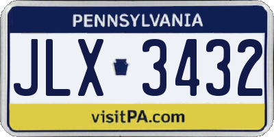 PA license plate JLX3432