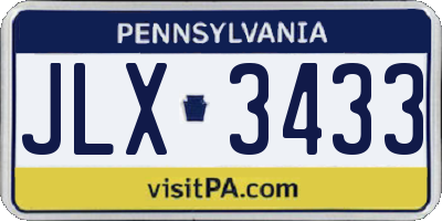 PA license plate JLX3433