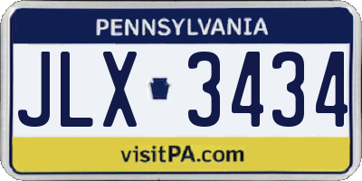 PA license plate JLX3434