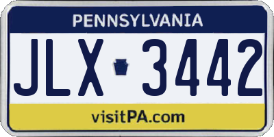 PA license plate JLX3442