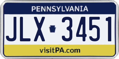 PA license plate JLX3451