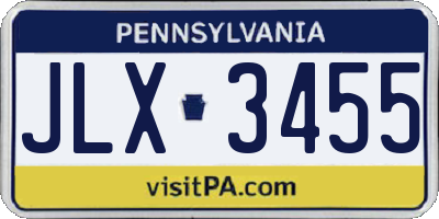 PA license plate JLX3455
