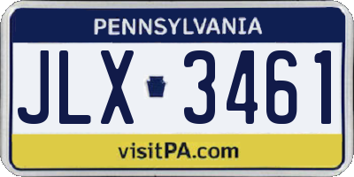 PA license plate JLX3461