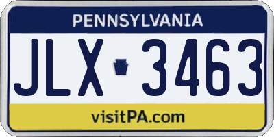 PA license plate JLX3463