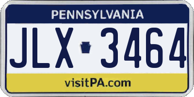 PA license plate JLX3464