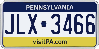 PA license plate JLX3466