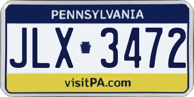 PA license plate JLX3472
