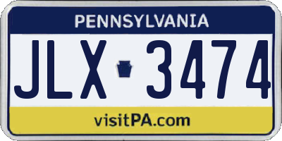 PA license plate JLX3474