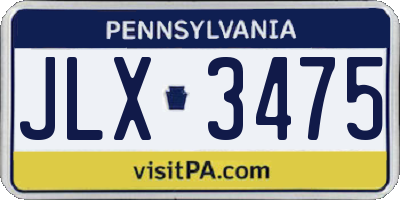 PA license plate JLX3475