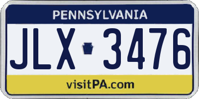PA license plate JLX3476