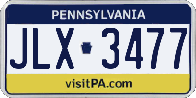 PA license plate JLX3477