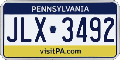 PA license plate JLX3492