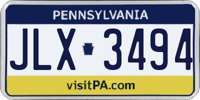 PA license plate JLX3494