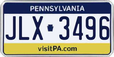 PA license plate JLX3496