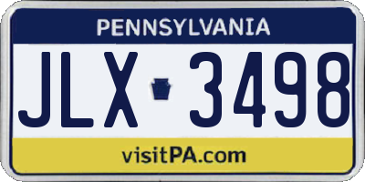 PA license plate JLX3498