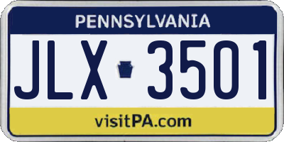 PA license plate JLX3501