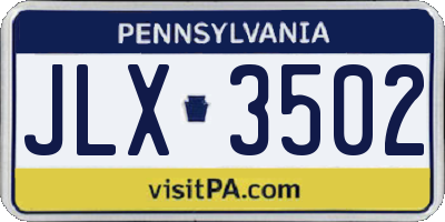 PA license plate JLX3502
