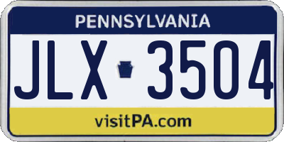 PA license plate JLX3504