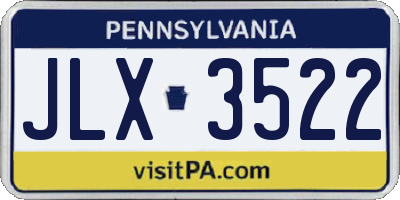 PA license plate JLX3522