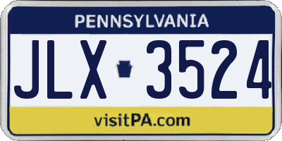 PA license plate JLX3524