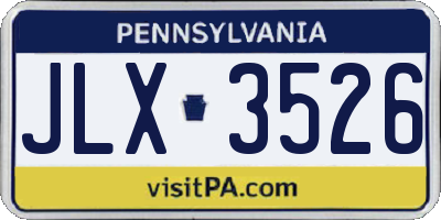 PA license plate JLX3526