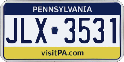 PA license plate JLX3531