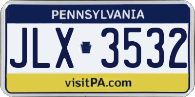 PA license plate JLX3532