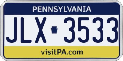 PA license plate JLX3533
