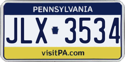 PA license plate JLX3534
