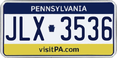 PA license plate JLX3536