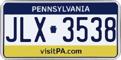 PA license plate JLX3538
