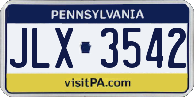 PA license plate JLX3542