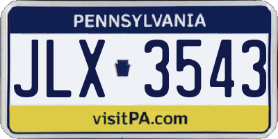 PA license plate JLX3543
