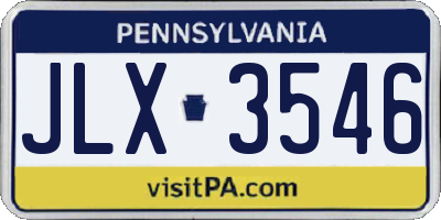 PA license plate JLX3546